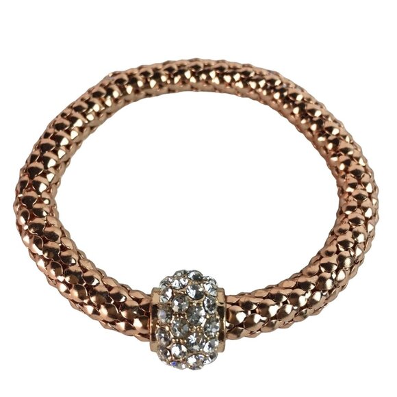 Herringbone Strectch Bracelet Luxury Rose Gold Faux Crystal u - Picture 1 of 3